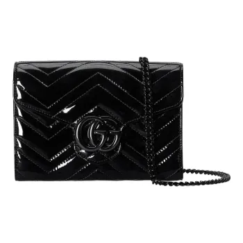 GUCCI GG Marmont Patent Leather Crossbody Bag Shoulder Bag Women's Black