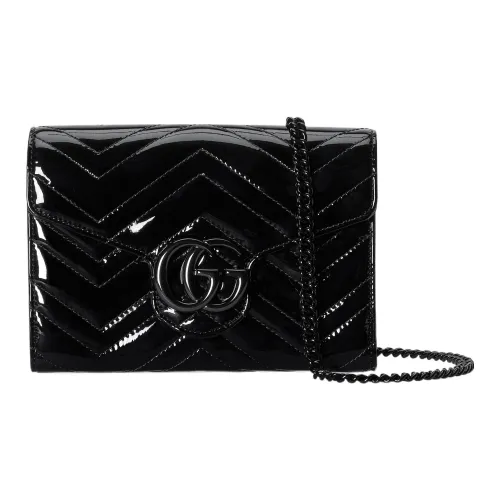 GUCCI GG Marmont Patent Leather Crossbody Bag Shoulder Bag Women's Black