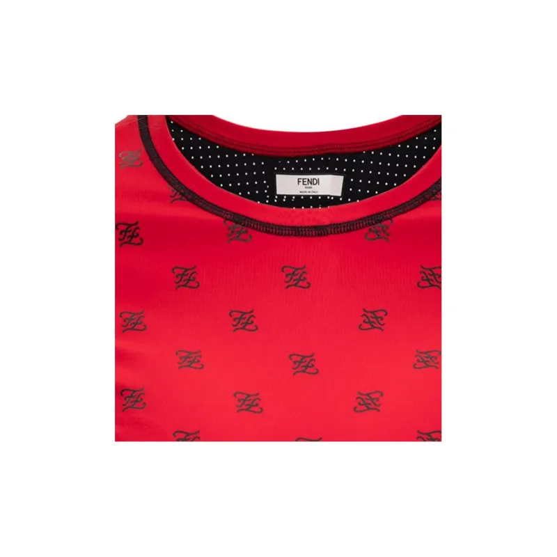 FENDI Logo Short Sleeve Fitness Tee 'Red'-2