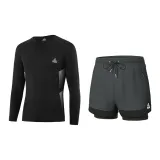 Gray Swimming Shorts+Long Sleeve Swimsuit