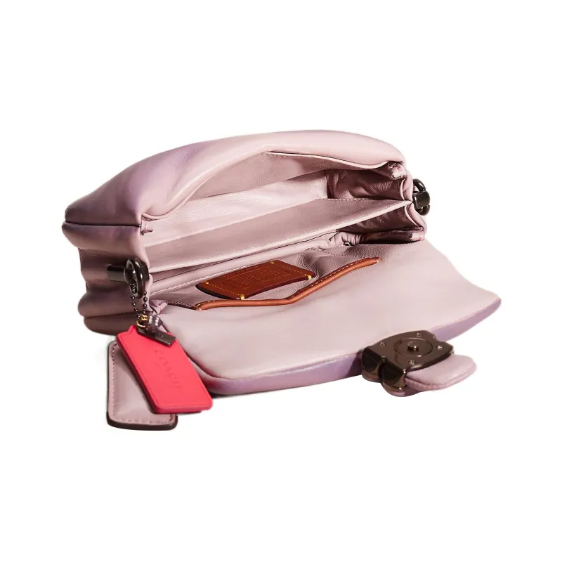COACH Pillow Leather God Of Wine Bag, Shoulder Bag Trumpets Women's Purple With Multicolor Shoulder Strap-2