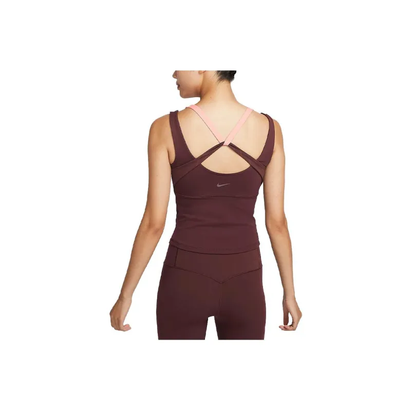 Nike Dri Fit Sleeveless Sports Shirts Women's Earth Umber-1