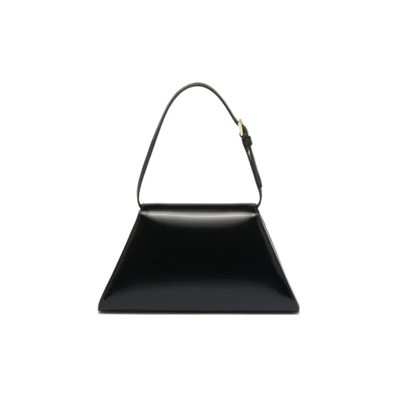 PRADA Brushed Leather One Shoulder Handbags Medium Size Women's Black-2