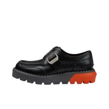 GUCCI Lace Up Shoe Buckle Black Orange