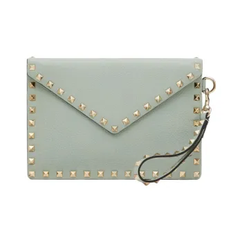 Valentino Rockstud Calfskin Wallet Clutch Regular Women's Aqua Green