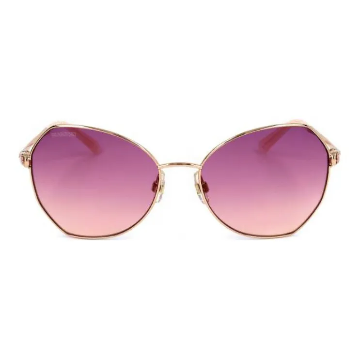 Swarovski Metal Irregular Shape Sunglasses Women's Rose Gold-1