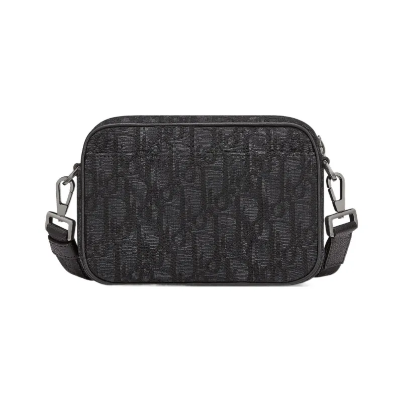 DIOR Oblique Print Grain Cow Leather Shoulder Bag, Crossbody Bag Mini Men's Black-2