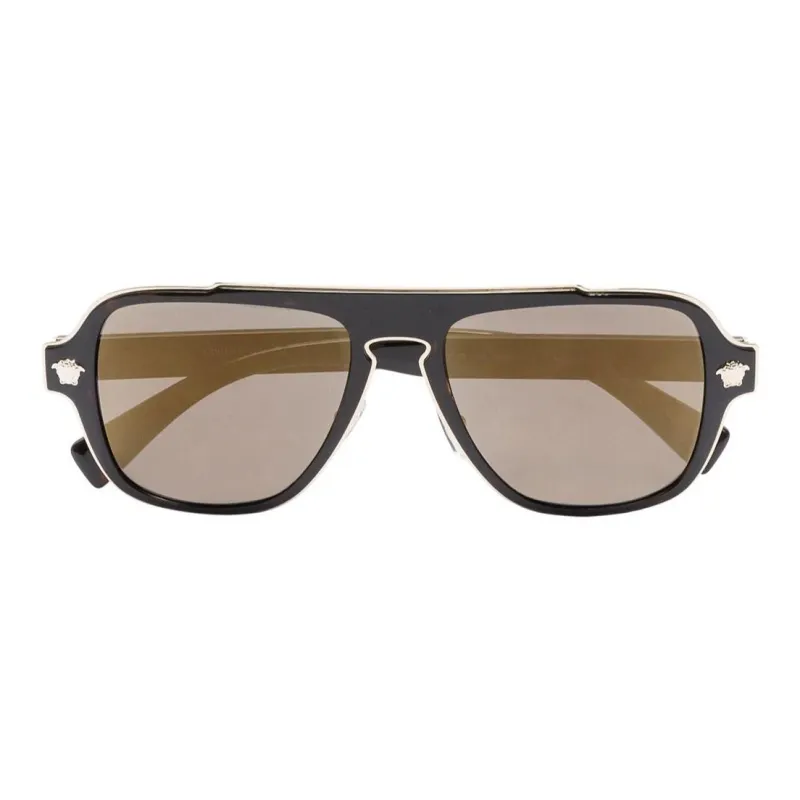 VERSACE Acrylic Aviator Sunglasses Men's Black-1