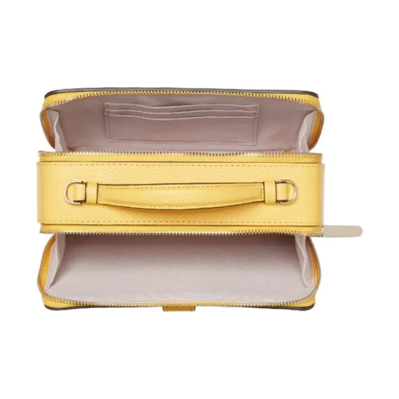 Kate Spade Hudson Litchi Grain Leather Camera Bag Handbag Shoulder Bag Crossbody Bag Small Size Women's Yellow-2