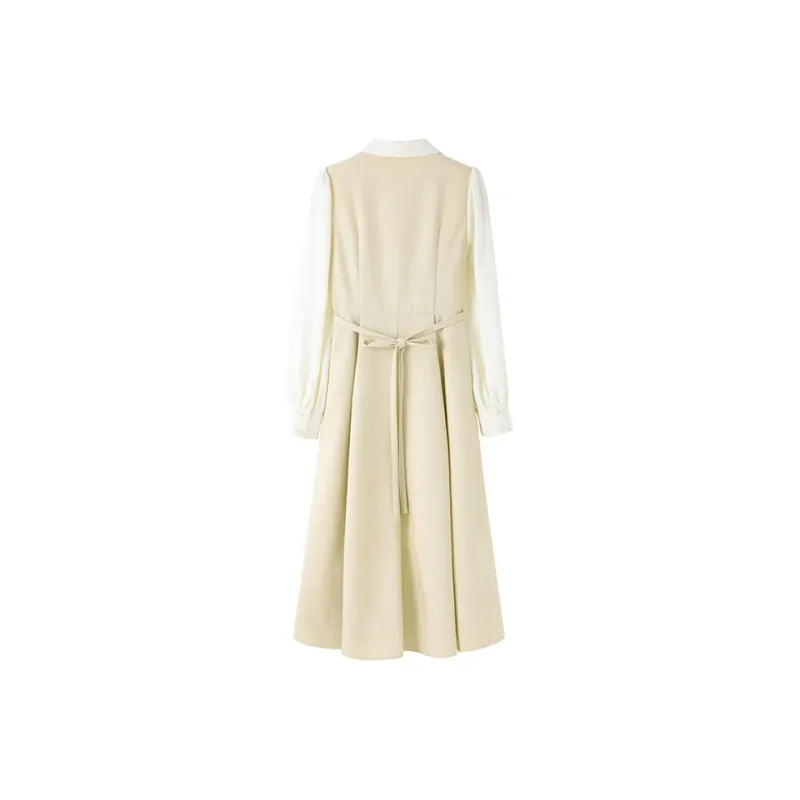 SUBEN Long-Sleeved Dress Women's Yellow Green-1