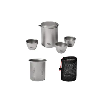 Primitive Outdoor Water Equipment Outdoor Water Sports Equipment Set Teapot  400ml Tea Cup  50ml Camping Pure Titanium