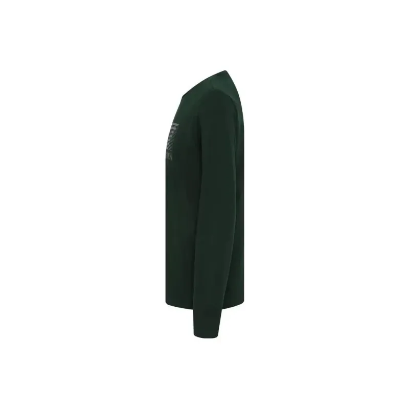 EMPORIO ARMANI EA7 Letter Print Crew Neck Pullover Long Sleeved T Shirt Men's Army Green-2