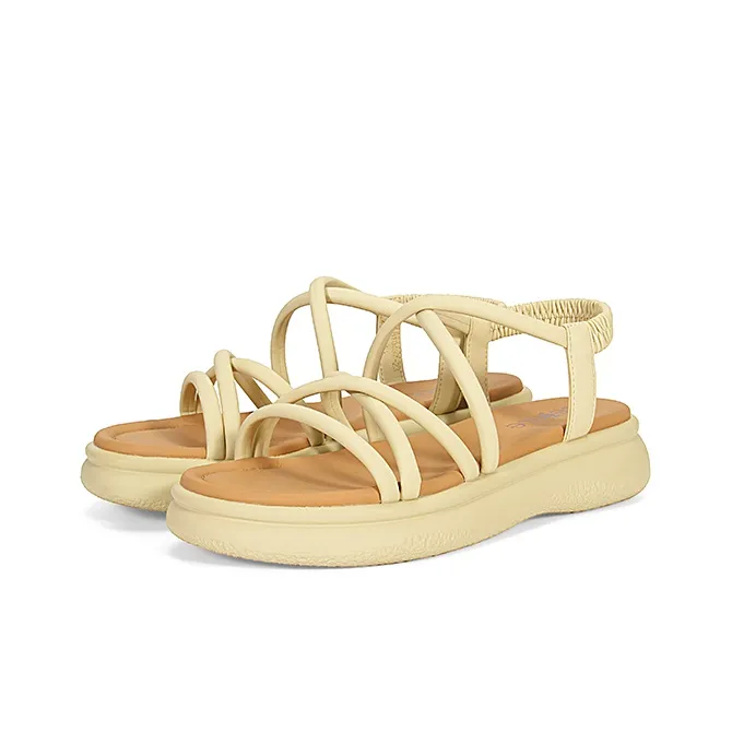 LESELE Beach Sandals Women's Black/Beige/Yellow-12