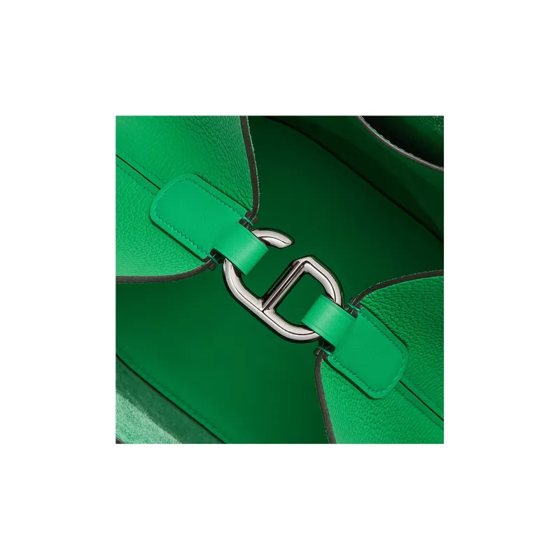 HERMES In The Loop Clemence Bullhide With Swift Calfskin Basket Bag Pig Nose Bucket Bag Handbag Women's Comic Green-3