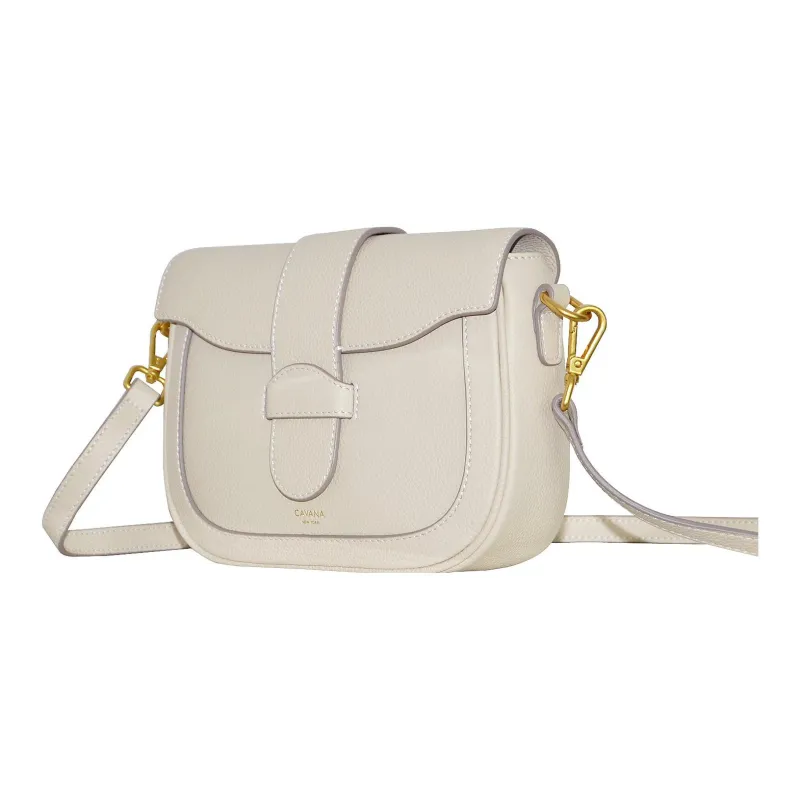 CAVANA Calfskin Saddle Bag Shoulder Bag Crossbody Bag Women's Gray White-1