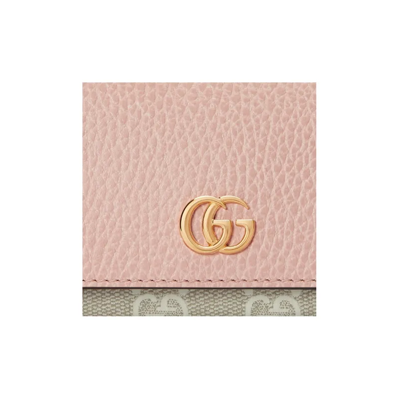 GUCCI Supreme Canvas With Leather Trim Card Holder Regular Women's Light Pink/Beige-5