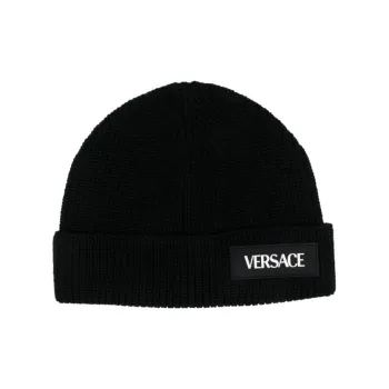VERSACE Kids Logo-appliqué Ribbed Beanie