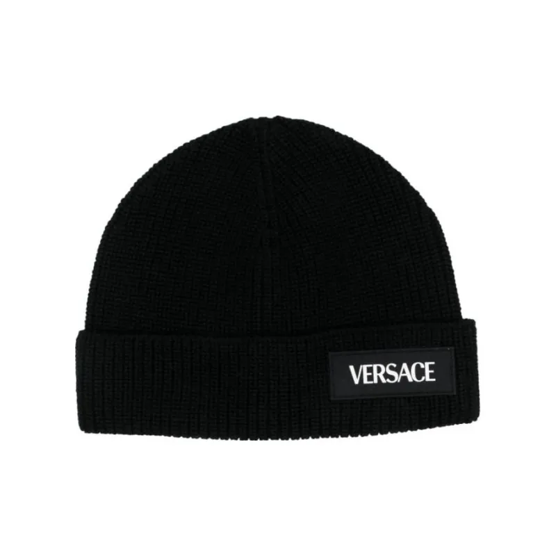 VERSACE Kids Logo-appliqué Ribbed Beanie-0