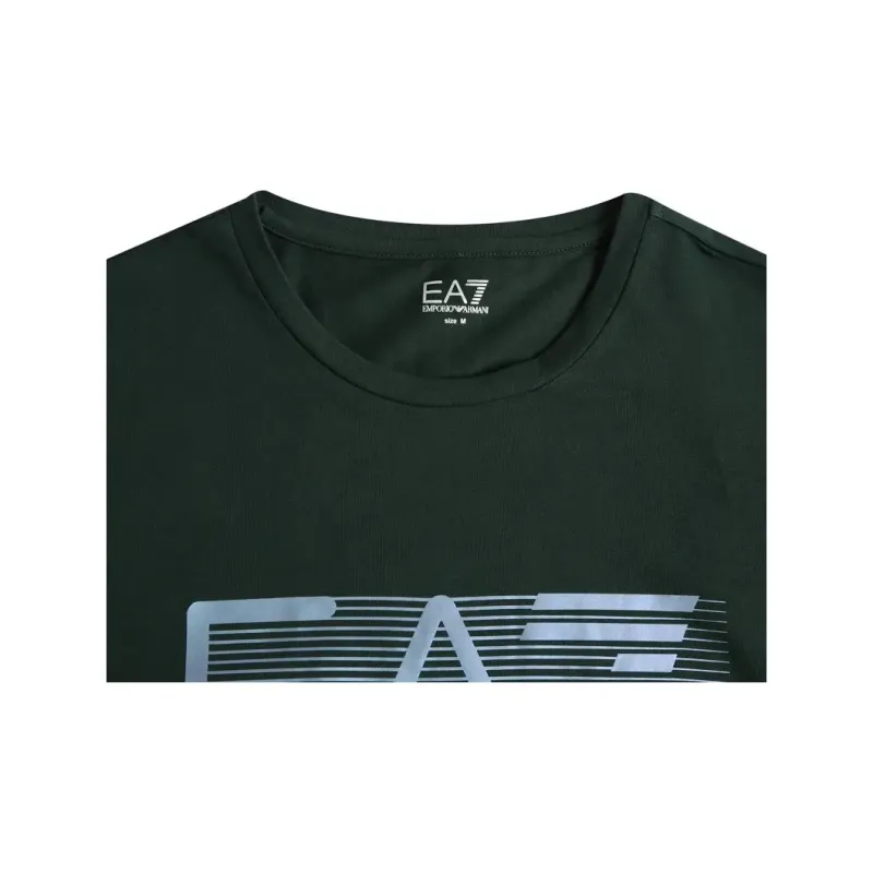 EMPORIO ARMANI EA7 Letter Print Crew Neck Pullover Long Sleeved T Shirt Men's Army Green-3