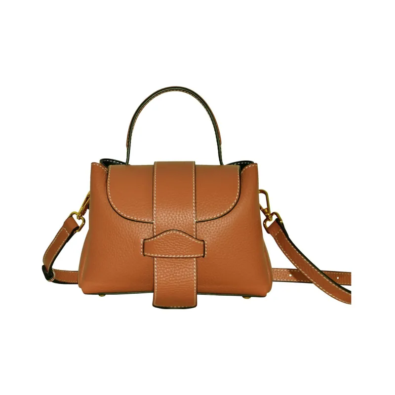 CAVANA Calfskin Boston Bag Shoulder Bag Crossbody Bag Handbag Extra Mini Women's Gold Brown Tan-0