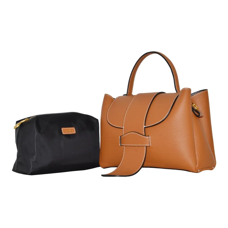 CAVANA Calfskin Boston Bag Shoulder Bag Crossbody Bag Handbag Women's Gold Brown-1