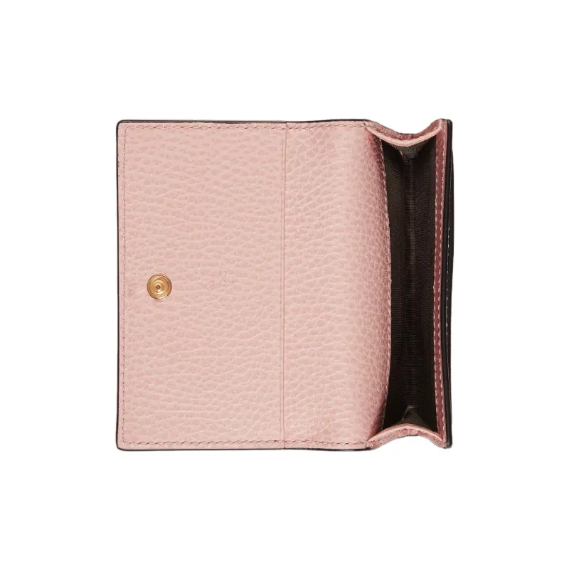 GUCCI Supreme Canvas With Leather Trim Card Holder Regular Women's Light Pink/Beige-4