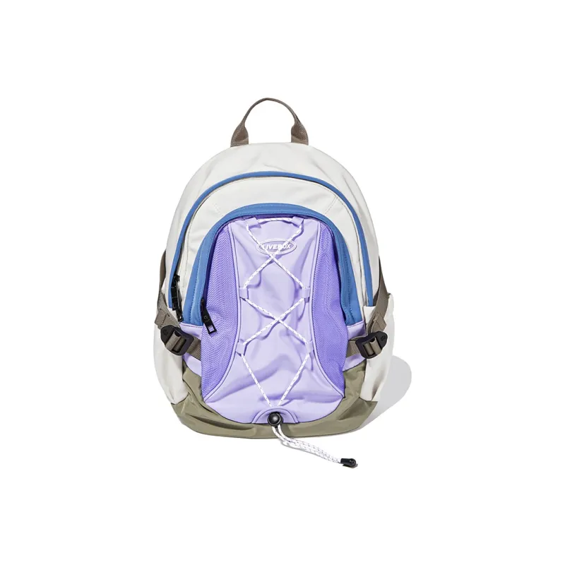 LIVEBOX EN DIRECT Nylon Fabric Backpack Medium Size Women's Light Gray Red Black Gray Color-11