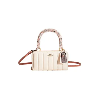 COACH Double Zip Wallet Leather Portable Shoulder Bag Crossbody Bag Wallet Small Size Women's White