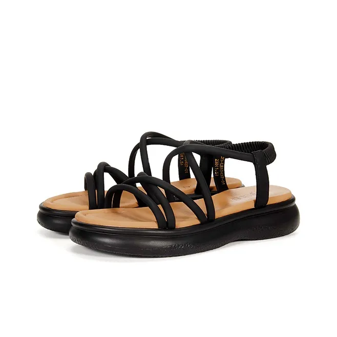 LESELE Beach Sandals Women's Black/Beige/Yellow-7