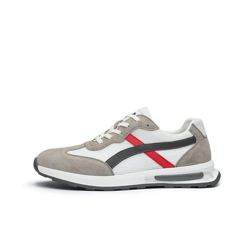 QIAONAI Casual Shoes Men Low Top White Camel/Gray-0