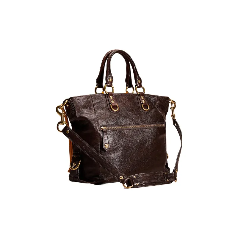 COACH Julianne Leather Tote Bag Shopping Bag Handbag Large Size Women's Vintage Dark Brown-1