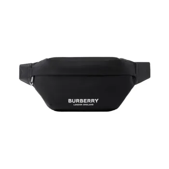 Burberry Logo Print Nylon Sonny Bum Bag Black/White
