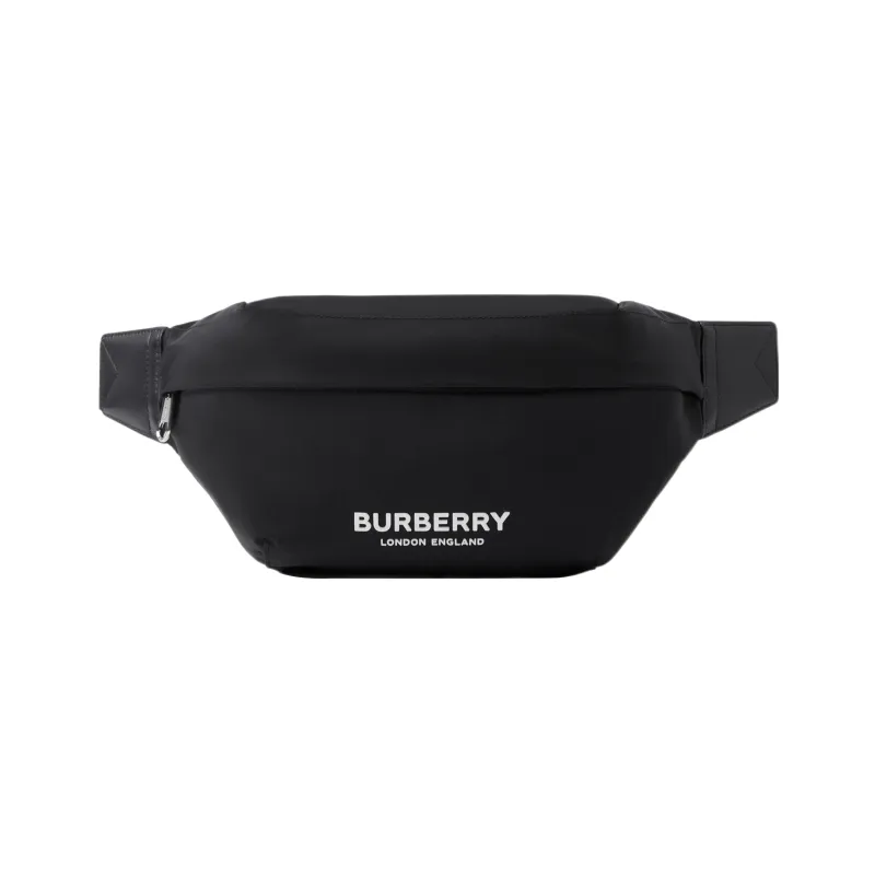 Burberry Logo Print Nylon Sonny Bum Bag Black/White-0