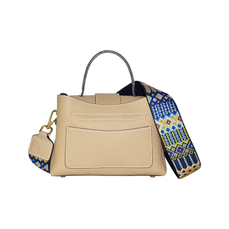 CAVANA Leather Boston Bag Shoulder Bag Crossbody Bag Handbag Extra Mini Women's Milk Tea Beige-3