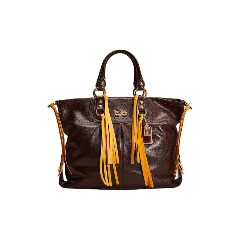 COACH Julianne Leather Tote Bag Shopping Bag Handbag Large Size Women's Vintage Dark Brown-0