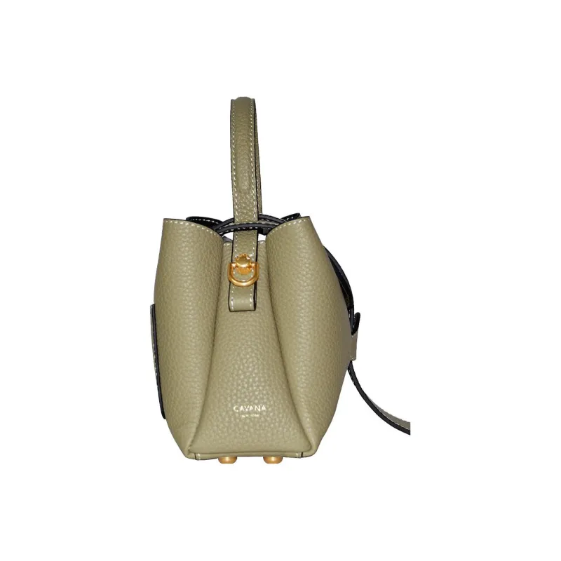 CAVANA Leather Boston Bag Shoulder Bag Crossbody Bag Handbag Extra Mini Women's Sage Green-2