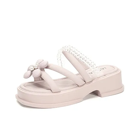 LESELE Slide Slippers Women's Beige/Pink-7