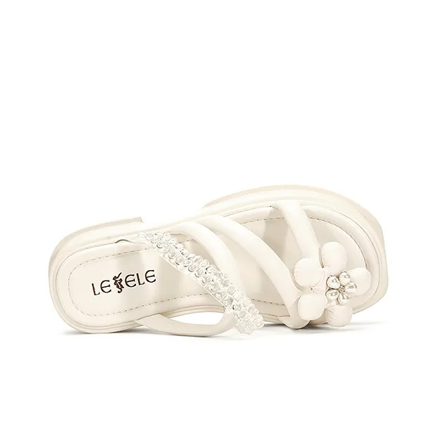 LESELE Slide Slippers Women's Beige/Pink-3