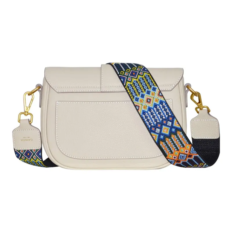 CAVANA Calfskin Saddle Bag Shoulder Bag Crossbody Bag Women's Gray White-2
