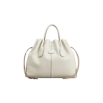 TOD'S Leather Shoulder Bag Crossbody Bag Handbag Small Size Women's Ecru