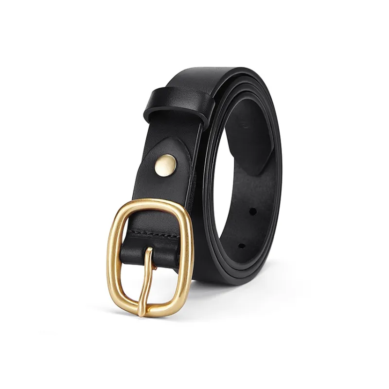 GOLF Cow Leather Leather Belts Women's Black/Brown 2.8CM-3