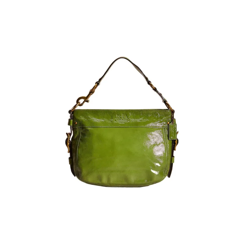 COACH Zoe Patent Leather Shoulder Bag, Portable, One Shoulder Women's Green-0