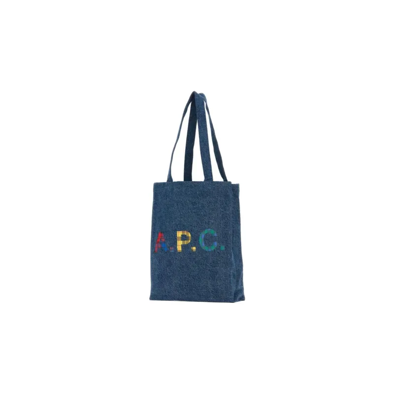 A.P.C Logo Printed Denim Shopping Bag-1