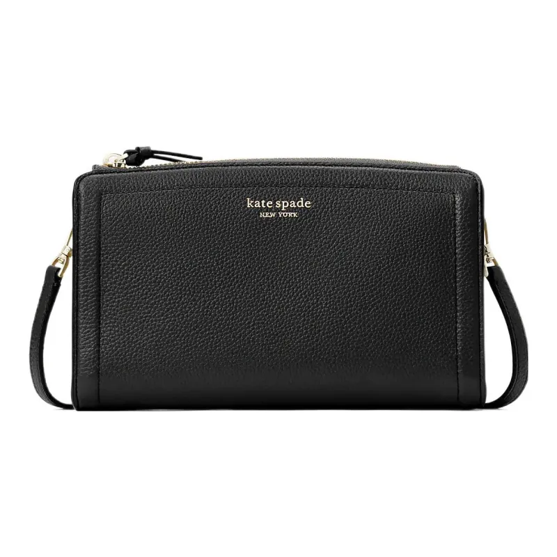 Kate Spade Knott Litchi Grain Leather Envelope Bag, Shoulder Bag, Crossbody Bag Trumpets Women's Black-0