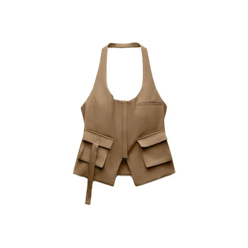 ZARA Tank Tops Women's Cigar Color