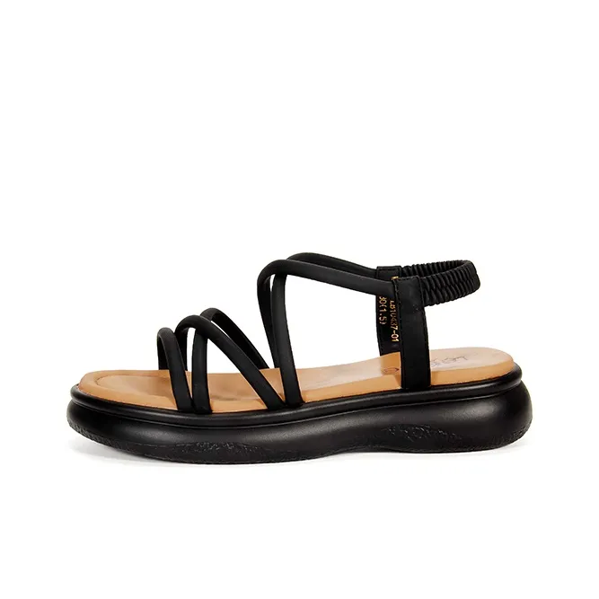 LESELE Beach Sandals Women's Black/Beige/Yellow-5
