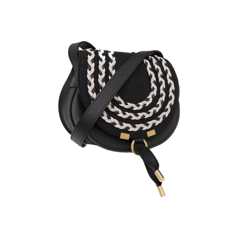 Chloe Marcie Calfskin Crossbody One Shoulder Small Size Women's Black-2