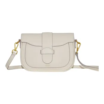 CAVANA Calfskin Saddle Bag Shoulder Bag Crossbody Bag Women's Gray White