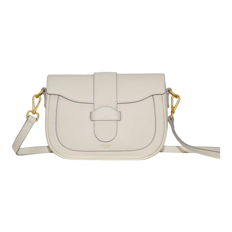 CAVANA Calfskin Saddle Bag Shoulder Bag Crossbody Bag Women's Gray White-0