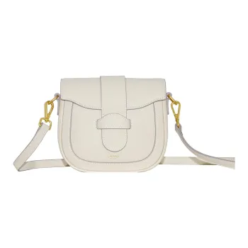 CAVANA Calfskin Saddle Bag Shoulder Bag Crossbody Bag Women's Gray White